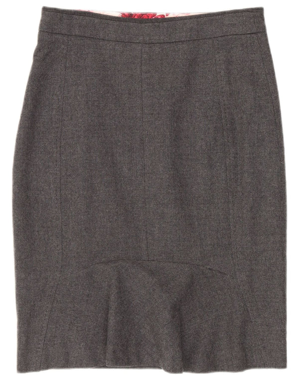 Ted Baker Womens Pencil Skirt Size 1 XS W26 Grey Virgin Wool