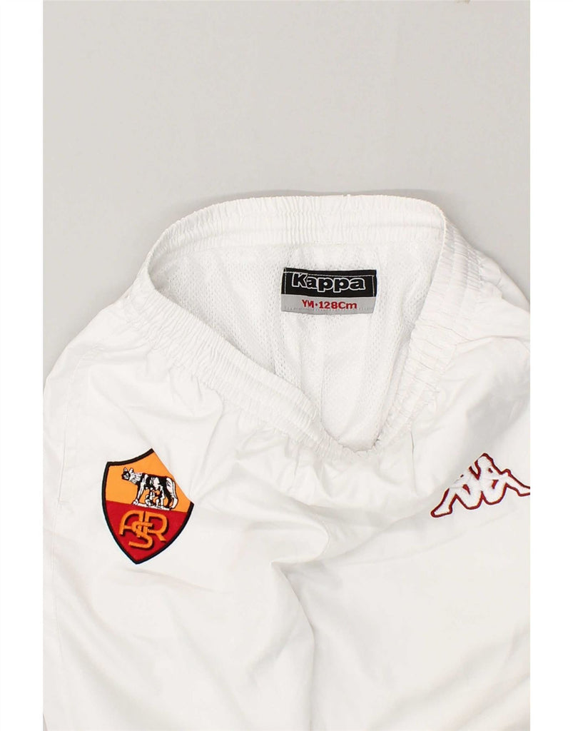 KAPPA Boys As Roma Graphic Tracksuit Trousers 7-8 Years Medium White Vintage Kappa and Second-Hand Kappa from Messina Hembry 