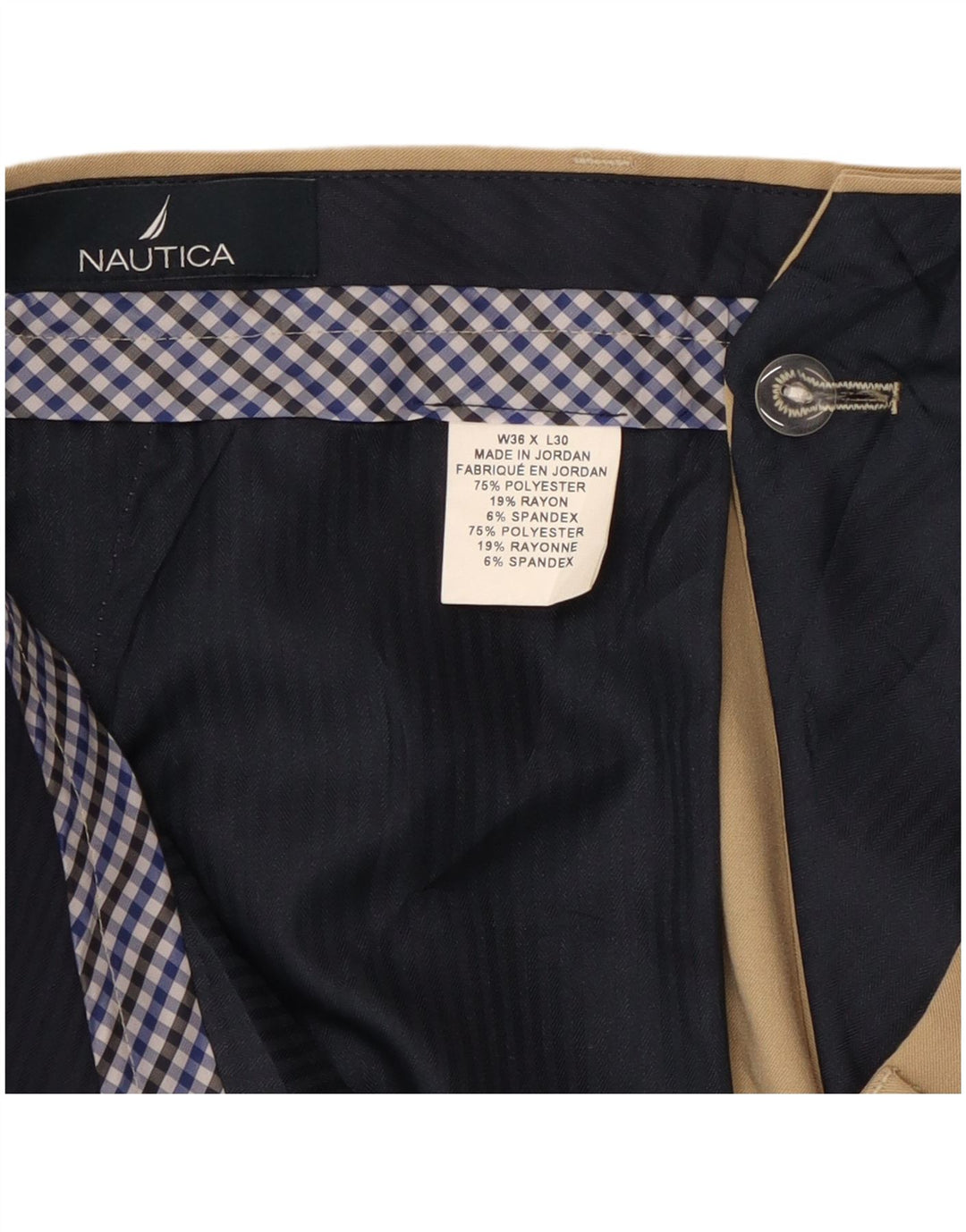 Nautica Mens Straight Suit Trousers W36 L30 Beige Polyester