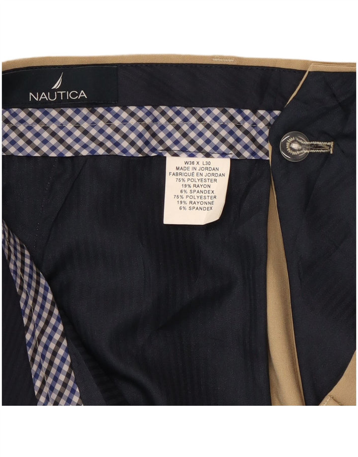 Nautica Mens Straight Suit Trousers W36 L30 Beige Polyester