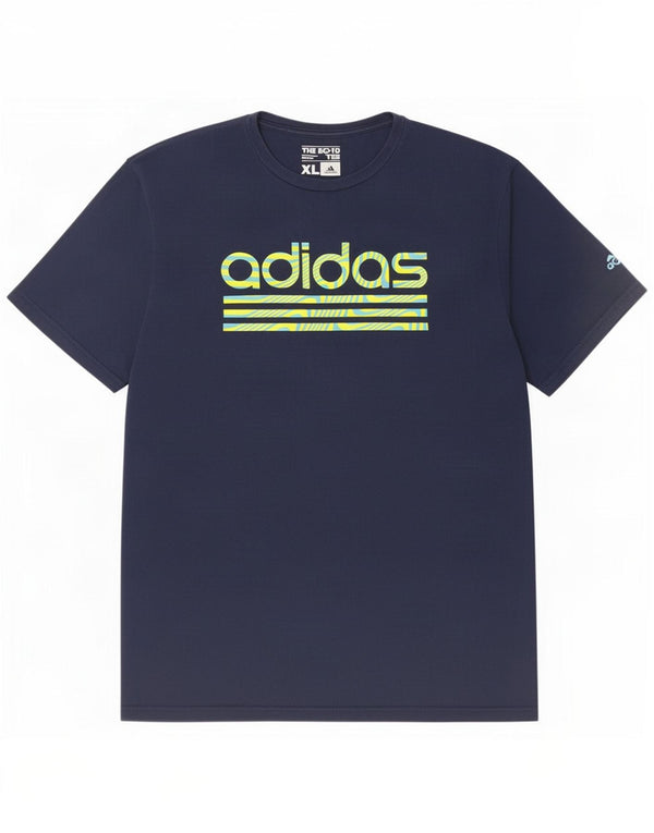 Adidas Mens Graphic T-Shirt Top XL Navy Blue Cotton