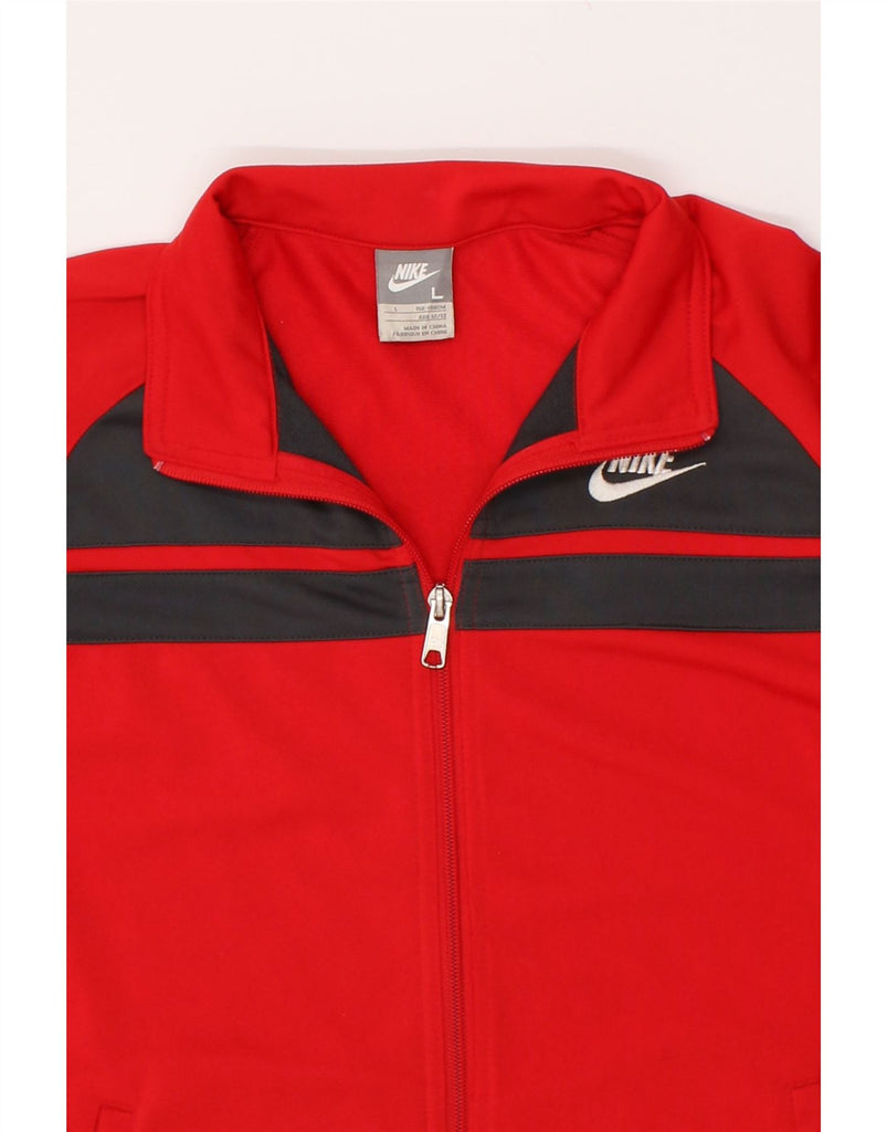 NIKE Boys Graphic Tracksuit Top Jacket 12-13 Years Large Red Colourblock | Vintage Nike | Thrift | Second-Hand Nike | Used Clothing | Messina Hembry 