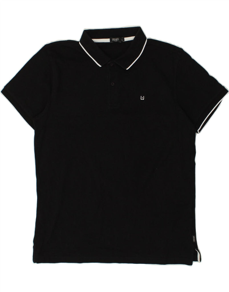 LIU JO Mens Polo Shirt Large Black Cotton | Vintage Liu Jo | Thrift | Second-Hand Liu Jo | Used Clothing | Messina Hembry 