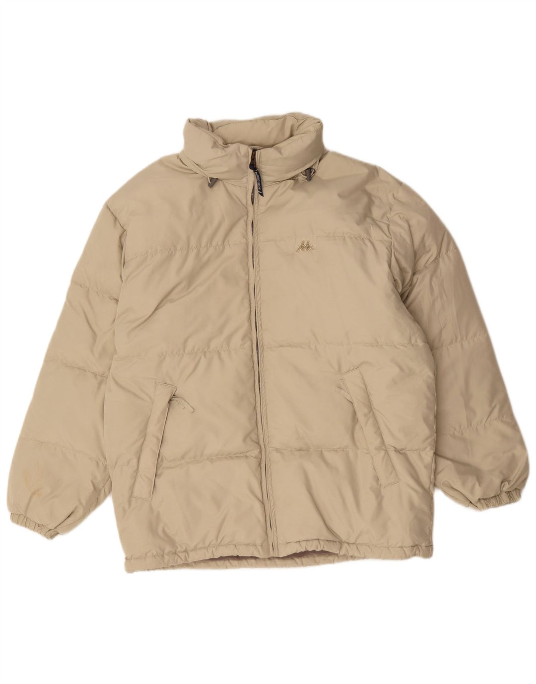 Kappa Mens Hooded Loose Fit Padded Jacket UK 36 Small Beige Polyester
