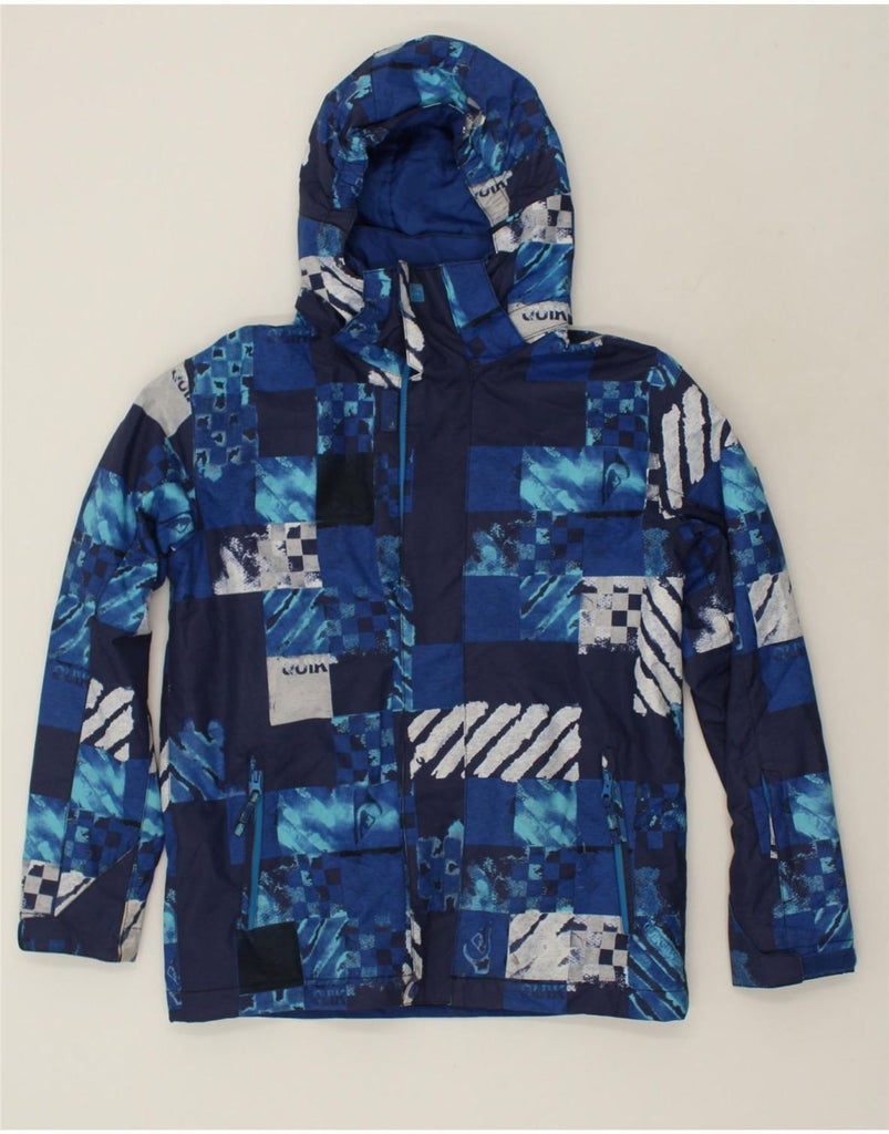 QUIKSILVER Boys Hooded Windbreaker Jacket 13-14 Years Navy Blue Geometric | Vintage Quiksilver | Thrift | Second-Hand Quiksilver | Used Clothing | Messina Hembry 