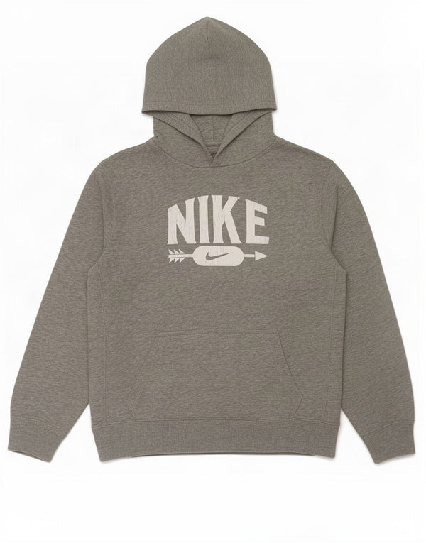 Nike Boys Graphic Hoodie Jumper 12-13 Years Large Grey Flecked Cotton