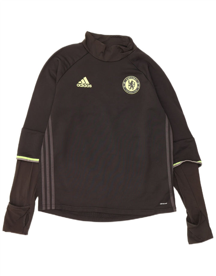 Adidas Mens Chelsea FC Graphic Top Long Sleeve Medium Black Polyester
