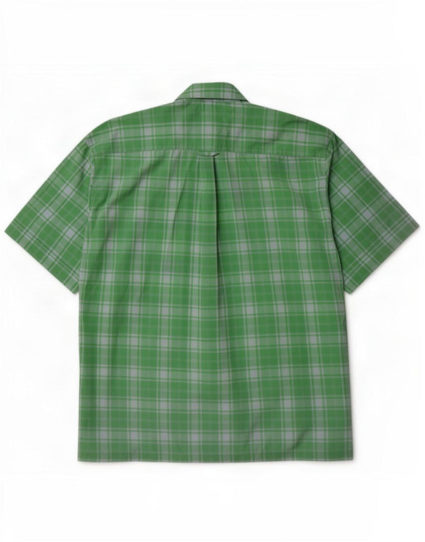 Gant Mens Short Sleeve Regular Fit Shirt Large Green Plaid Cotton Classic