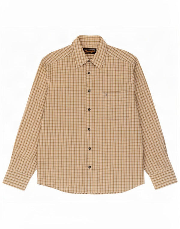Wrangler Mens Shirt Large Beige Check
