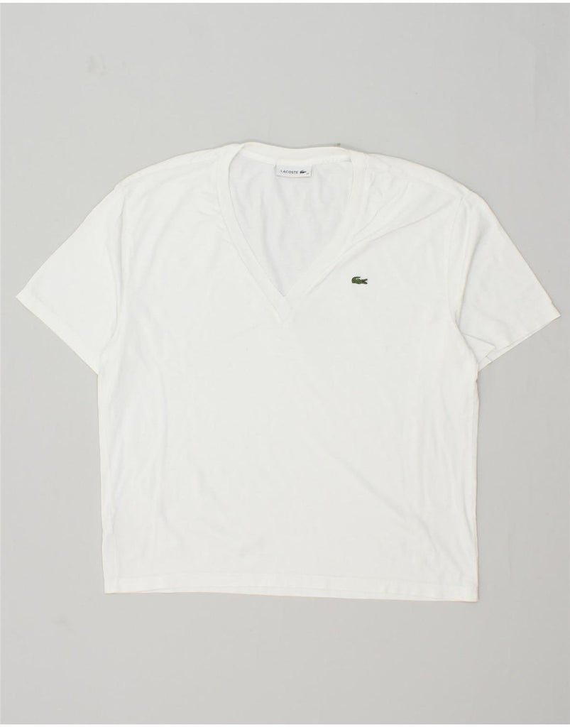 LACOSTE Womens T-Shirt Top Size 38 Medium White Cotton | Vintage Lacoste | Thrift | Second-Hand Lacoste | Used Clothing | Messina Hembry 