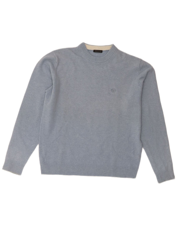 Sergio Tacchini Womens Crew Neck Jumper Sweater UK 18 XL Blue Lambswool