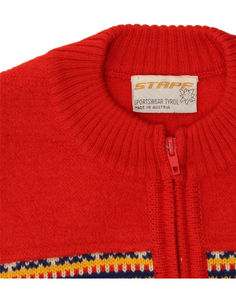 STAPF Womens Cardigan Sweater UK 8 Small Red Fair Isle Wool Vintage Stapf and Second-Hand Stapf from Messina Hembry 