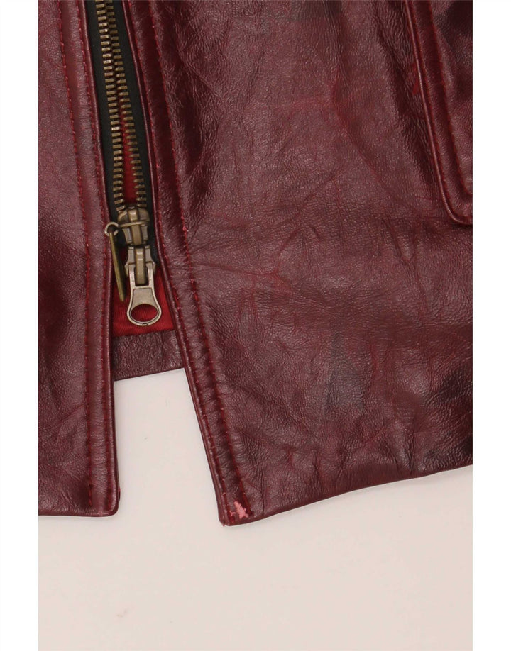 Vintage Womens Leather Jacket UK 26 5XL Burgundy
