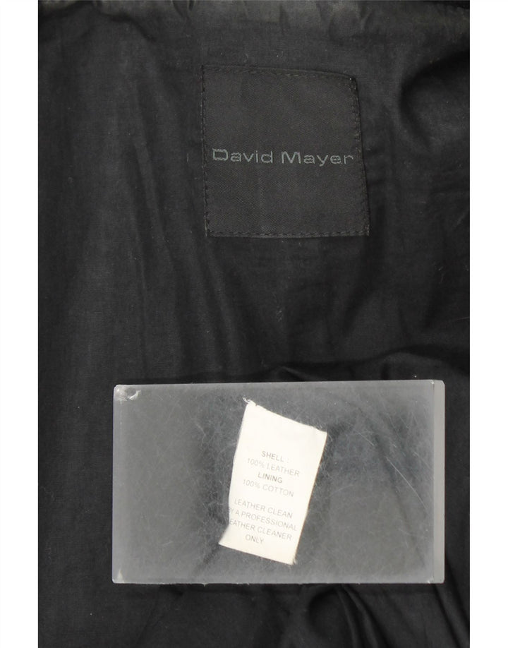 DAVID MAYER Mens Leather Jacket UK 38 Medium Black Leather