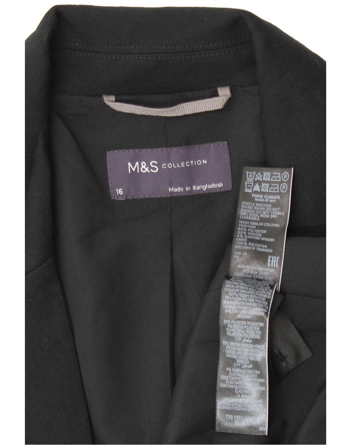Marks & Spencer Womens 1 Button Blazer Jacket UK 16 Large  Black Polyester
