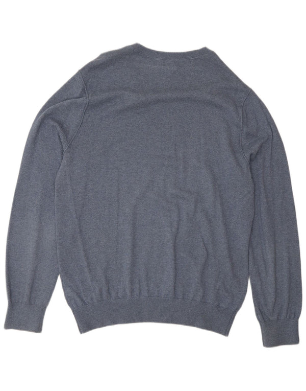 Banana Republic Mens V-Neck Jumper Sweater Medium Blue Cotton