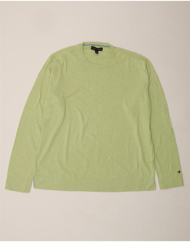 TOMMY HILFIGER Mens Crew Neck Jumper Sweater XL Green Cotton Vintage Tommy Hilfiger and Second-Hand Tommy Hilfiger from Messina Hembry 