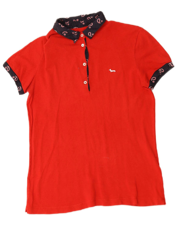 Harmont & Blaine Womens Polo Shirt UK 12 Medium Red Paisley