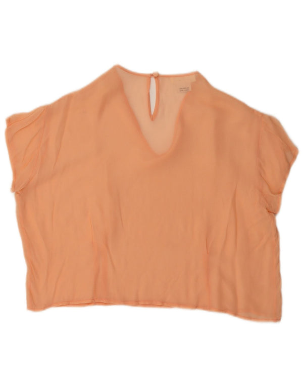 Vintage Womens Crop Blouse Top IT 44 Medium Orange Silk