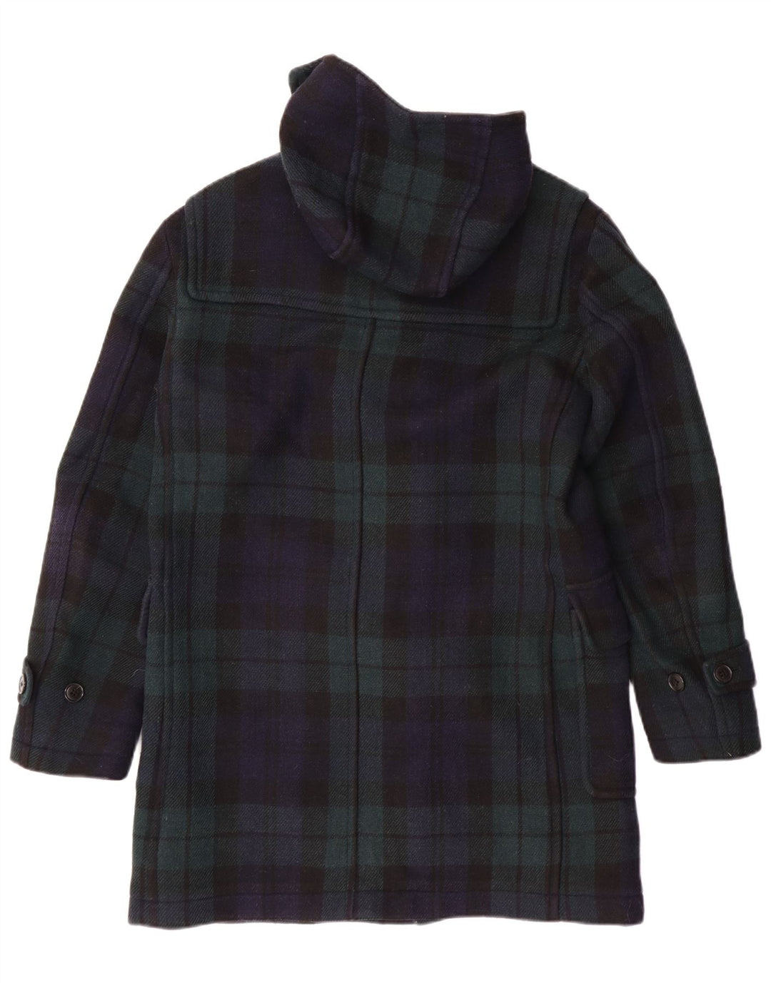 Uniqlo Mens Hooded Duffle Coat UK 36 Small Navy Blue Check