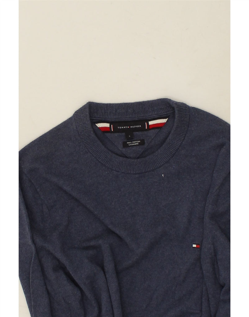 TOMMY HILFIGER Mens Crew Neck Jumper Sweater Small Navy Blue Cotton | Vintage Tommy Hilfiger | Thrift | Second-Hand Tommy Hilfiger | Used Clothing | Messina Hembry 