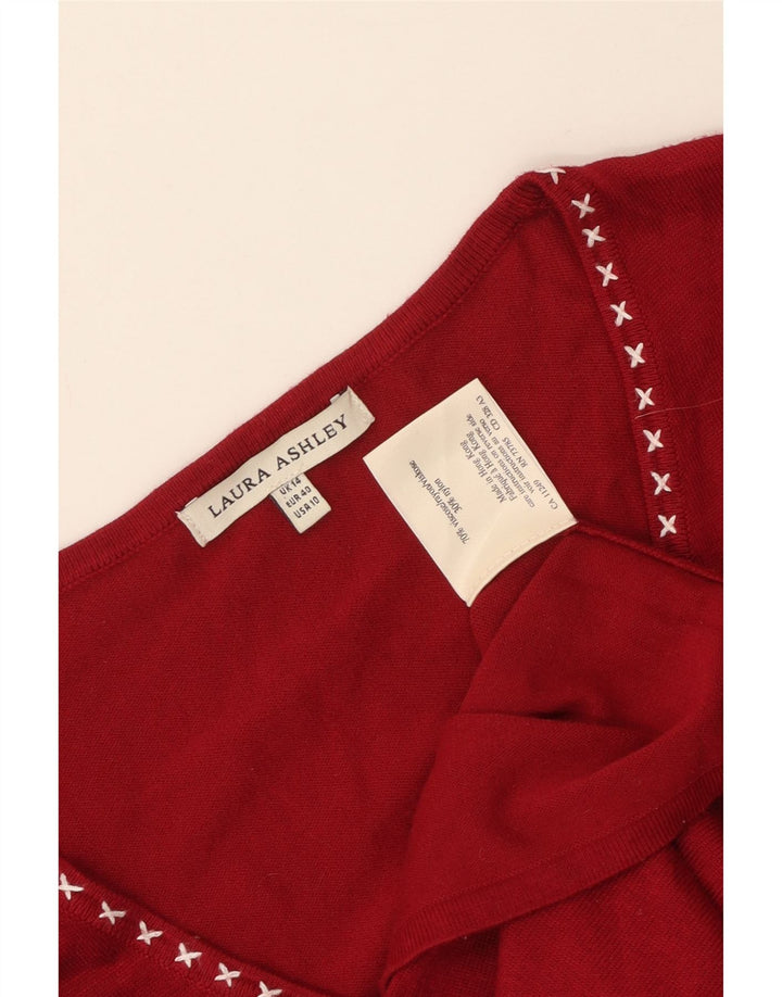LAURA ASHLEY Womens Cardigan Sweater UK 14 Medium Red Viscose