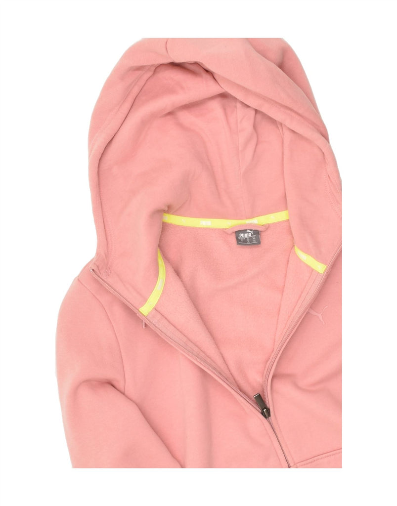 PUMA Womens Zip Hoodie Sweater UK 12 Medium Pink Cotton | Vintage Puma | Thrift | Second-Hand Puma | Used Clothing | Messina Hembry 