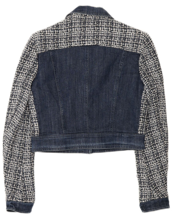 Guess By Marciano Womens Abstract Pattern Bomber Jacket IT 42 Medium Blue