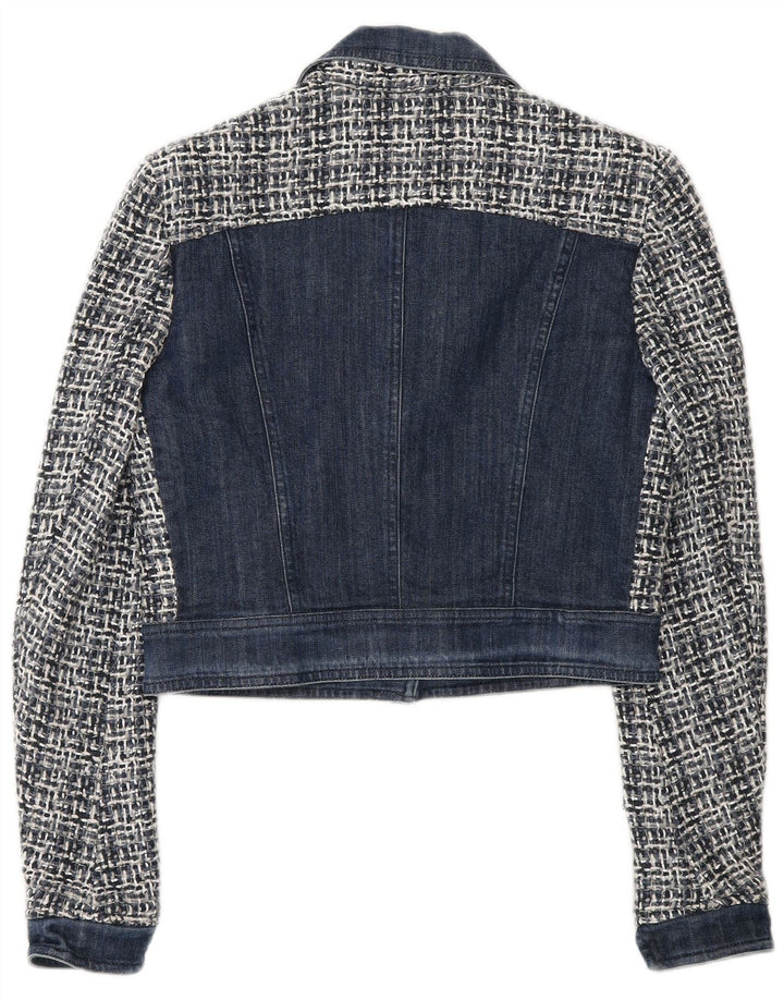 Guess By Marciano Womens Abstract Pattern Bomber Jacket IT 42 Medium Blue