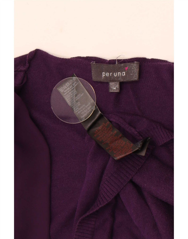 Marks & Spencer Womens Open Cardigan Sweater UK 14 Medium Purple Cotton