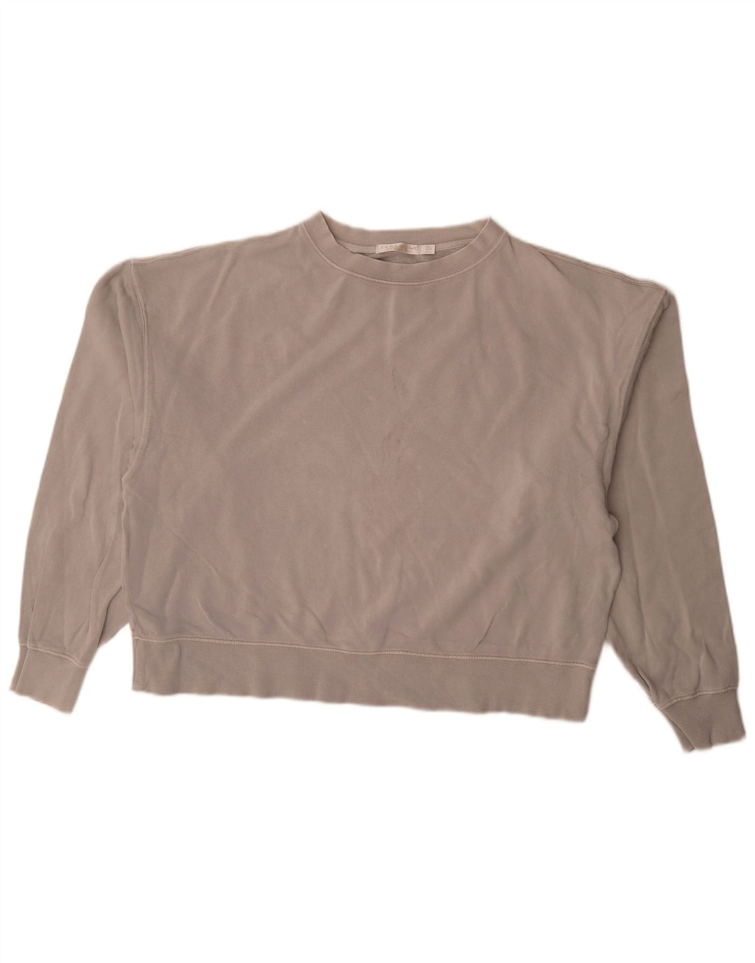 Zara Womens Oversized Sweatshirt Jumper UK 16 Large Grey Cotton