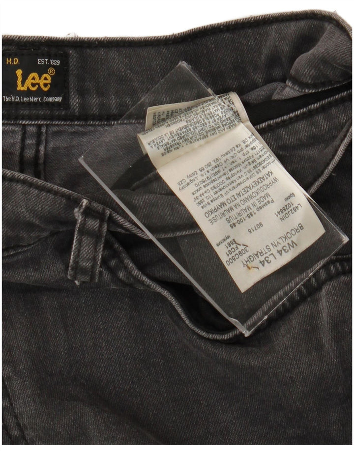 Lee Mens Brooklyn Straight Jeans W34 L30 Grey Cotton