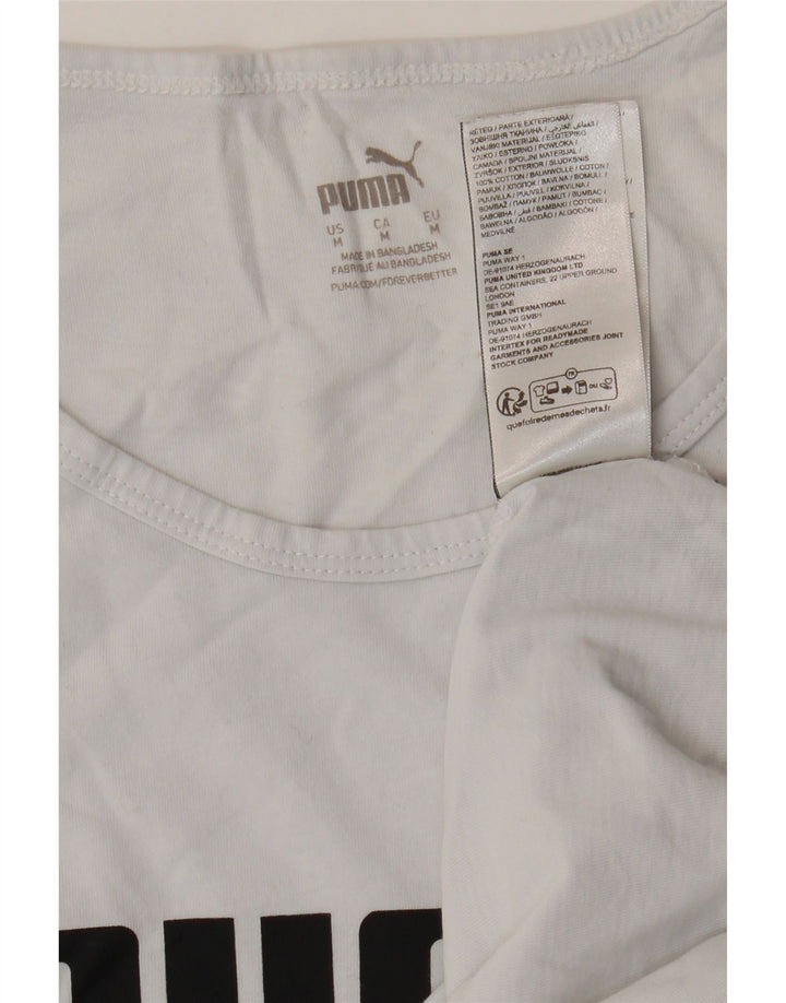 Puma Womens Graphic Vest Top UK 14 Medium White Cotton