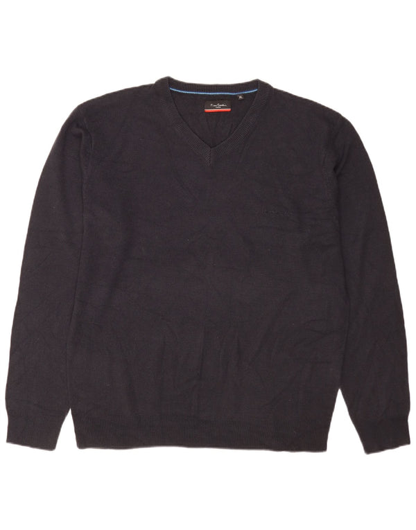 Pierre Cardin Mens V-Neck Jumper Sweater XL Navy Blue Acrylic