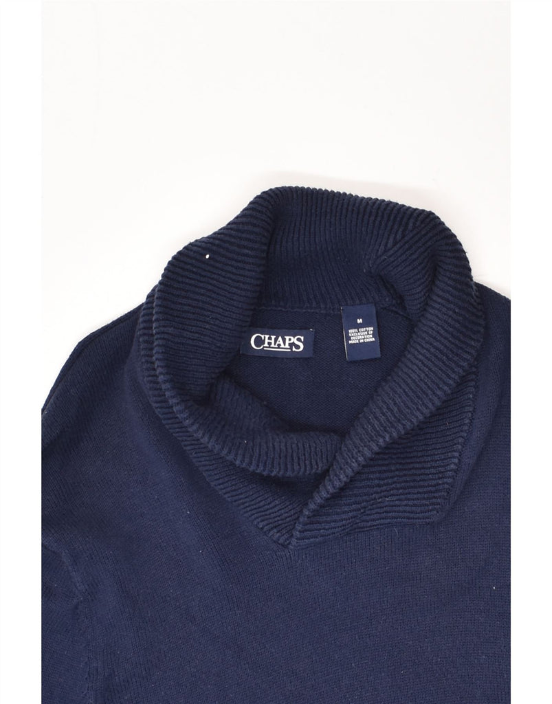 CHAPS Mens Shawl Neck Jumper Sweater Medium Navy Blue Cotton | Vintage Chaps | Thrift | Second-Hand Chaps | Used Clothing | Messina Hembry 