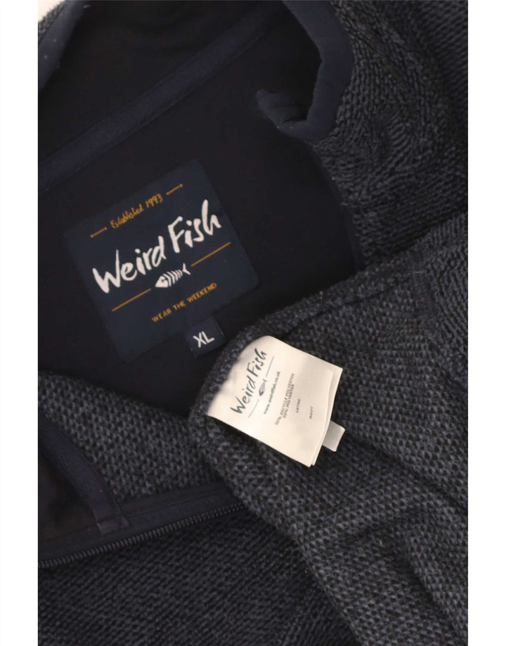 Weird Fish Mens Zip Neck Sweatshirt Jumper XL Navy Blue Polyester