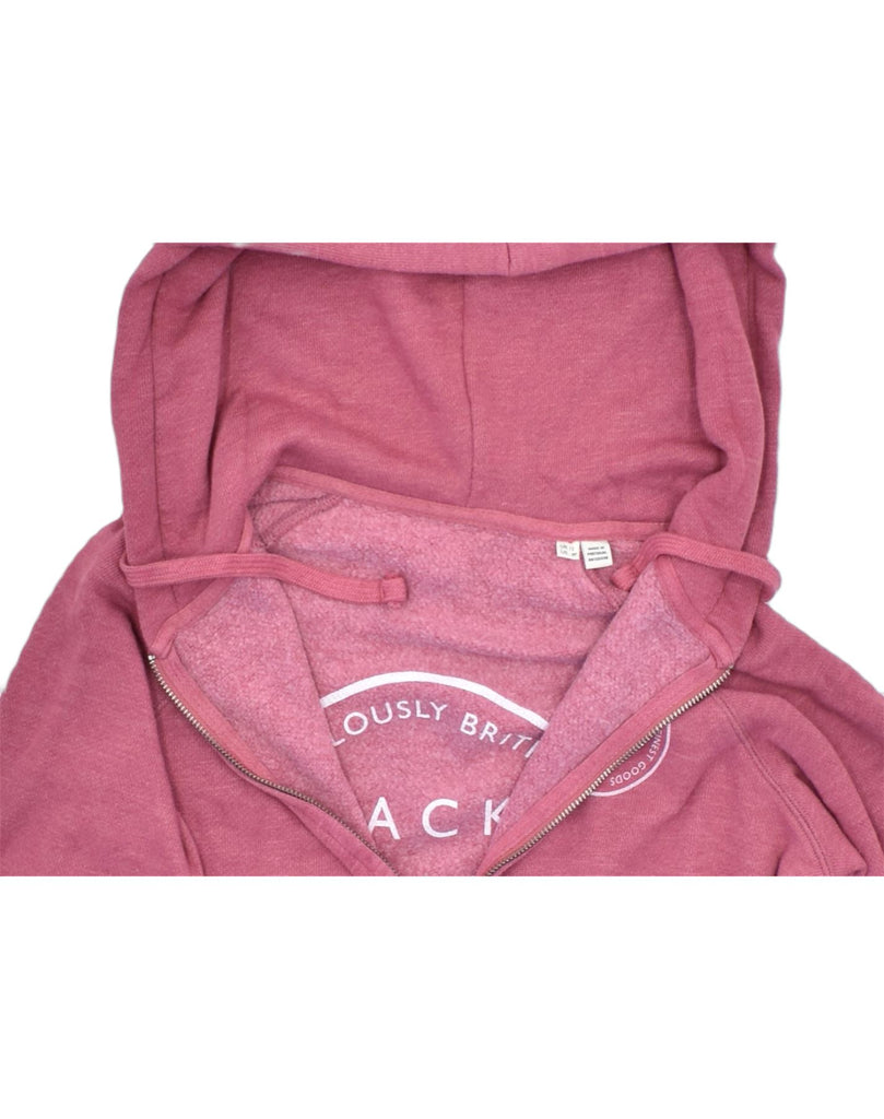 JACK WILLS Womens Zip Hoodie Sweater UK 12 Medium Red Cotton | Vintage | Thrift | Second-Hand | Used Clothing | Messina Hembry 