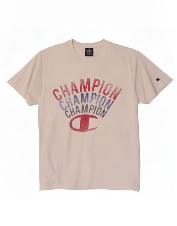 Champion Mens Graphic T-Shirt Top Medium White