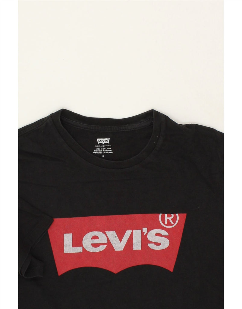 LEVI'S Mens Graphic T-Shirt Top Medium Black Cotton Vintage Levi's and Second-Hand Levi's from Messina Hembry 