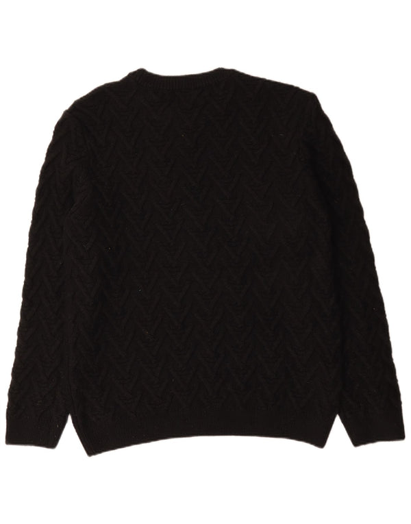 Zara Mens Crew Neck Jumper Sweater Large Black Acrylic