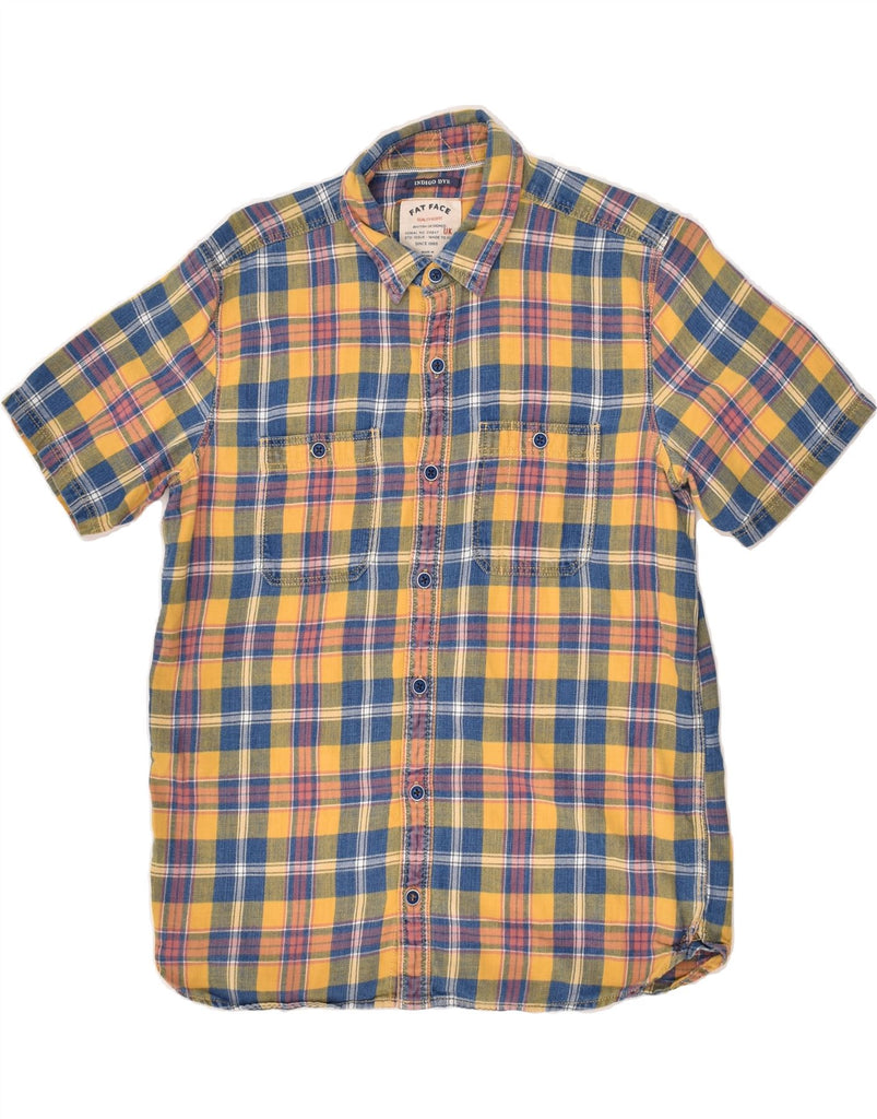 FAT FACE Mens Short Sleeve Shirt Small Yellow Check Cotton | Vintage Fat Face | Thrift | Second-Hand Fat Face | Used Clothing | Messina Hembry 