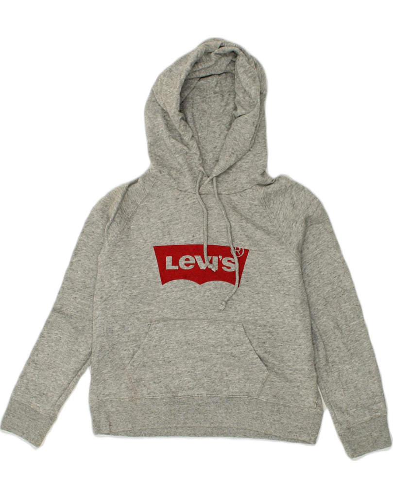 LEVI'S Womens Graphic Hoodie Jumper UK 12 Medium Grey Cotton | Vintage Levi's | Thrift | Second-Hand Levi's | Used Clothing | Messina Hembry 