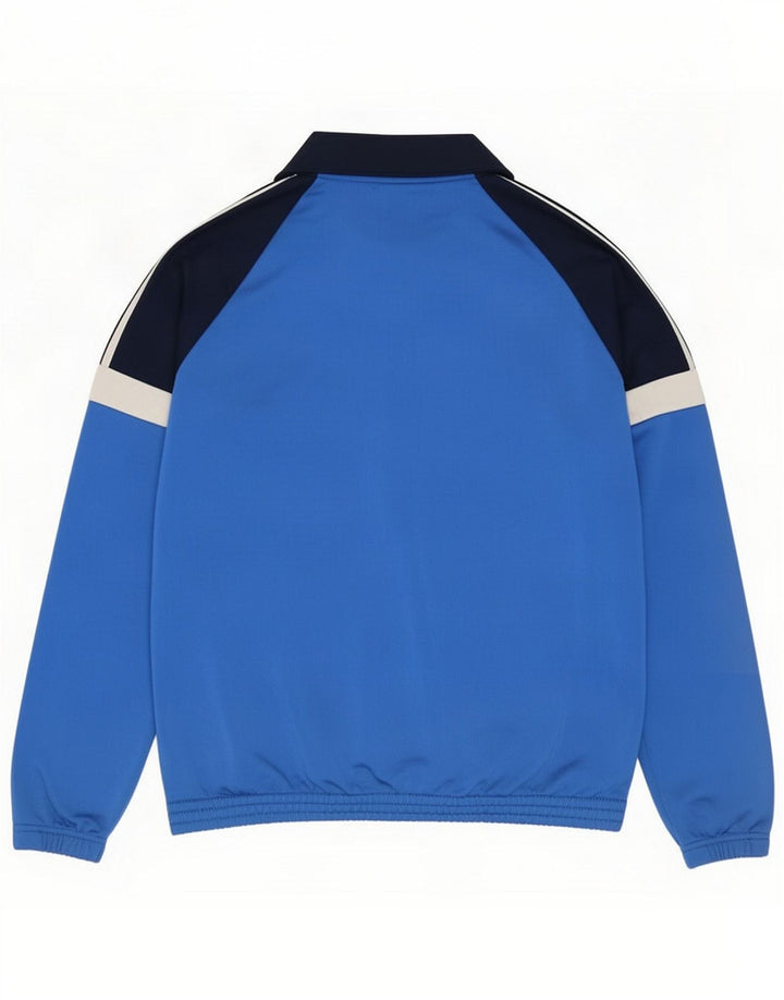 Adidas Boys Tracksuit Top Jacket 13-14 Years Blue Colourblock Polyester