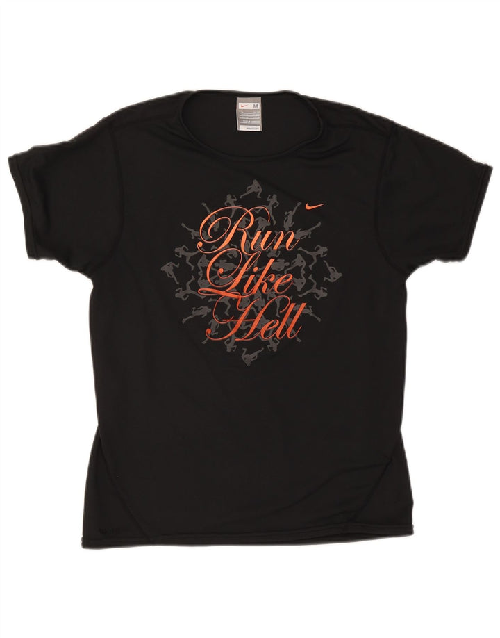 Nike Womens Graphic T-Shirt Top UK 10/12 Medium Black Polyester