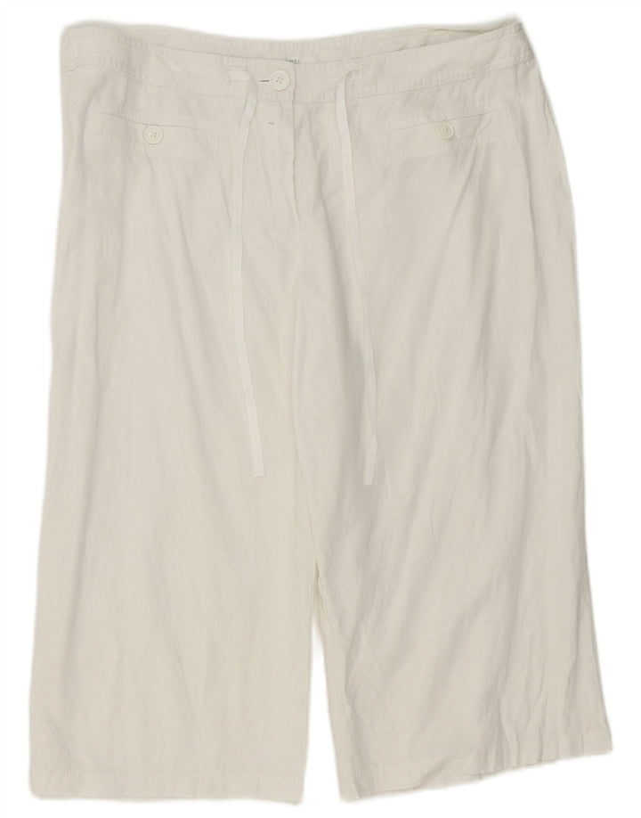 Marks & Spencer Womens Bermuda Shorts UK 18 XL W38 White Linen