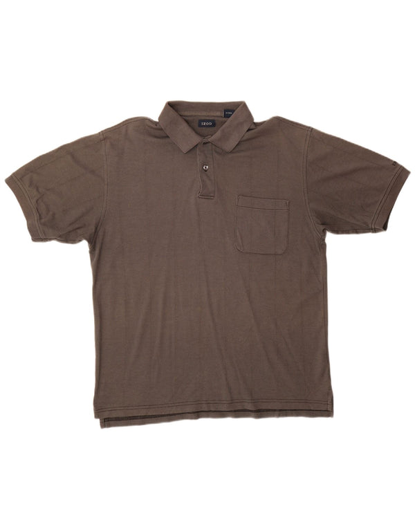 Izod Mens Polo Shirt Medium Grey Cotton