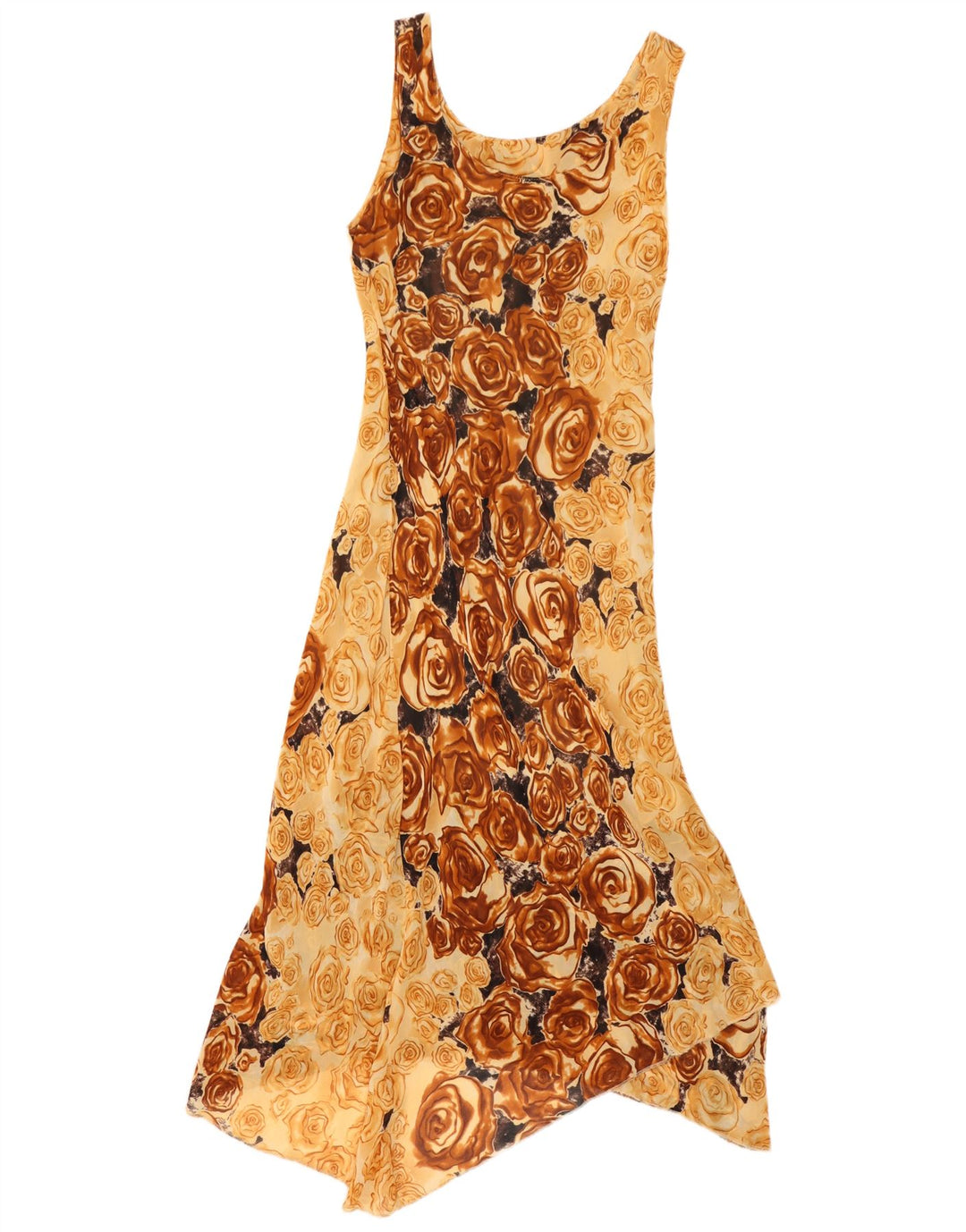 Vintage Womens Sleeveless Asymmetrical Dress IT 44 Medium Brown Floral