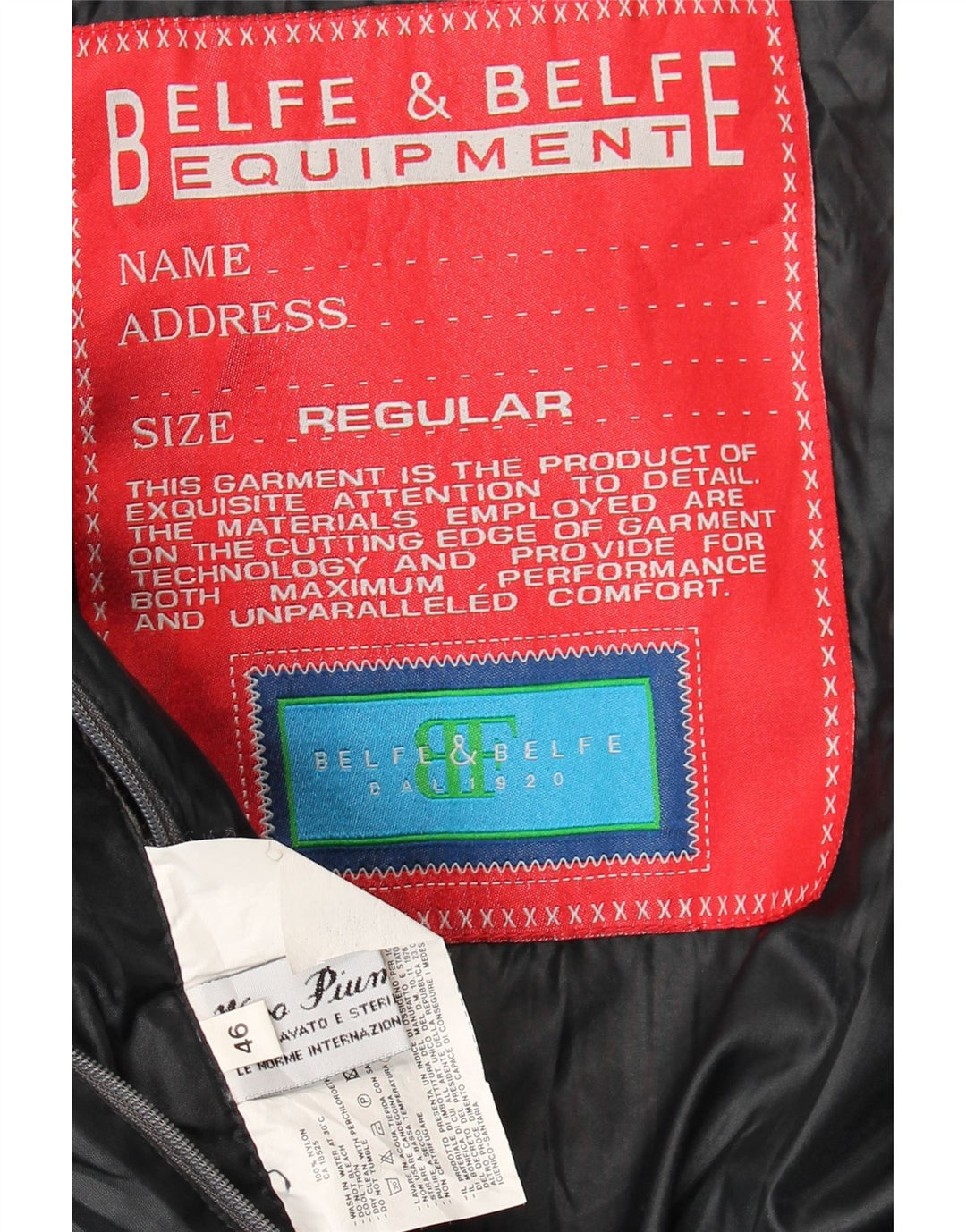 Belfe & Belfe Mens Regular Fit Padded Jacket IT 46 Small Black Nylon