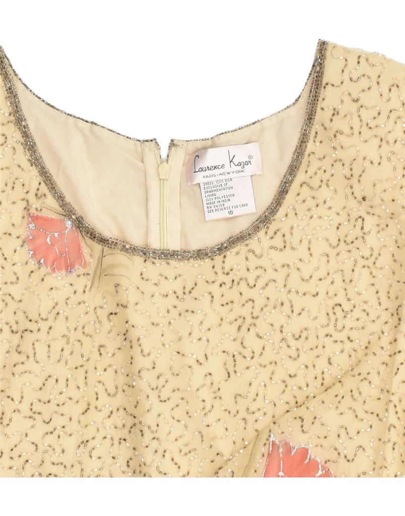 LAURENCE KOZAR Womens Shift Dress US 10 Large Beige Floral Silk | Vintage Laurence Kozar | Thrift | Second-Hand Laurence Kozar | Used Clothing | Messina Hembry 