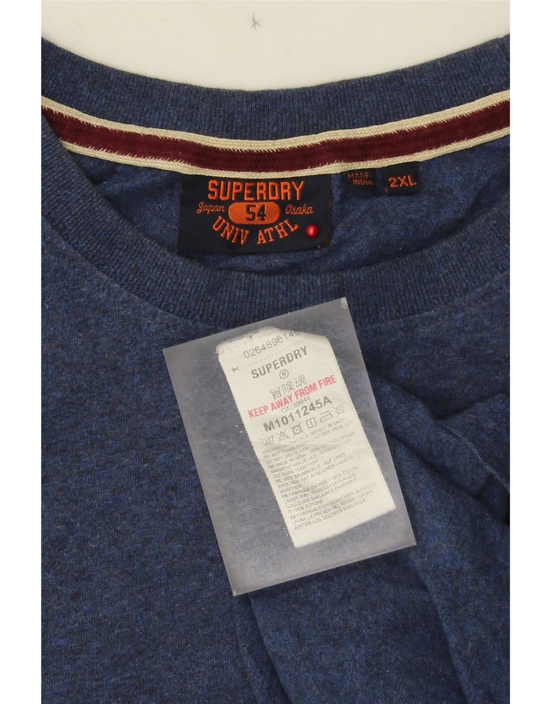 Superdry Mens T-Shirt Top 2XL Blue Flecked Cotton